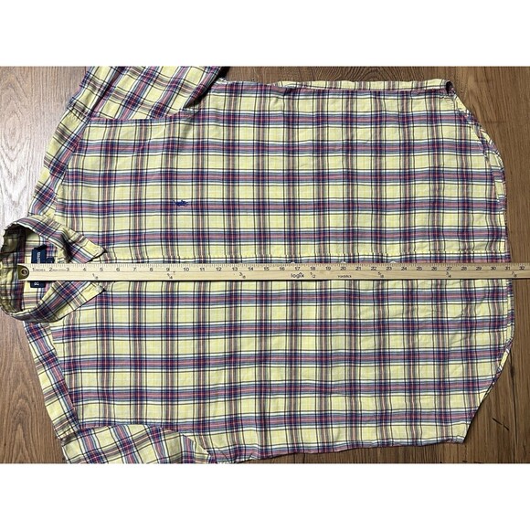 Vintage Ralph Lauren Button Down Shirt Mens Yellow Plaid Blake Short Sleeve 80s - Picture 6 of 10